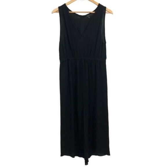 T. Babaton Aritzia Black Sleeveless  V-Neck Midi dress 100% Silk Medium - Picture 2 of 15